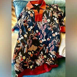 NWOT Anthropologie JODIFL Boho Floral collared dress SZ Small (oversized)